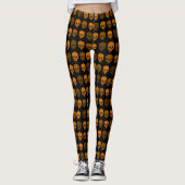 Leggings für Schwarz-Orange Skull Print Fashion (Vorderseite)