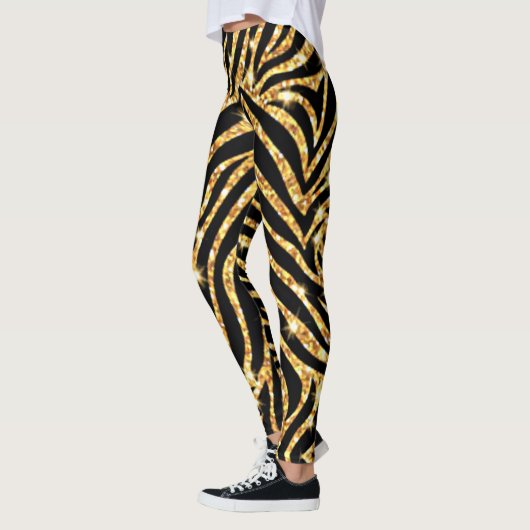 Leggings für Schwarz und Gold-Zebra (Links)