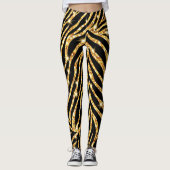 Leggings für Schwarz und Gold-Zebra (Vorderseite)