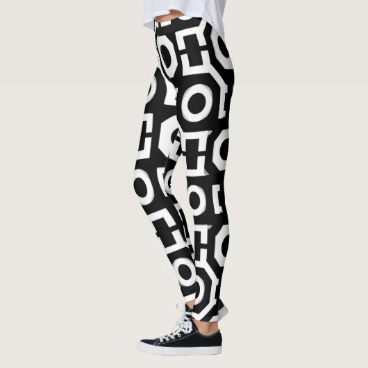 Leggings für Schwarz-weiße Geometrie (Links)