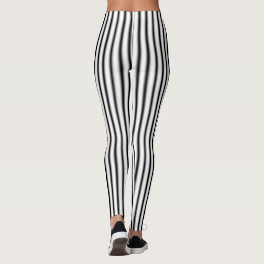 Leggings für Schwarz-weiße Silberstreifen-Muster (Rückseite)