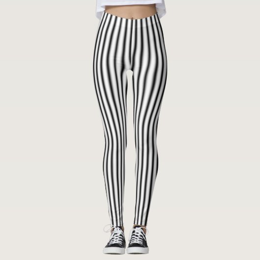 Leggings für Schwarz-weiße Silberstreifen-Muster (Vorderseite)