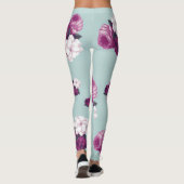 Leggings für Vintages Blau und Lila Rose (Rückseite)