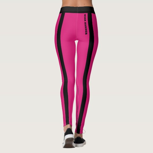 Leggings für Warmes Rosa und schwarze Streifen (Rückseite)