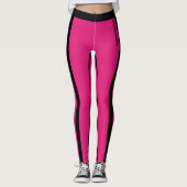 Leggings für Warmes Rosa und schwarze Streifen (Vorderseite)