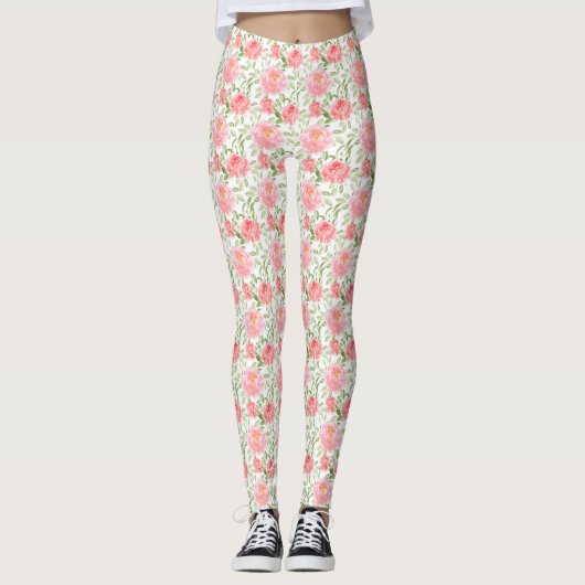 Leggings für Wasserfarbenpeony (Vorderseite)
