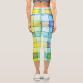 Leggings: Gelb, blau, grün Gingham Capri Leggings (Rückseite)