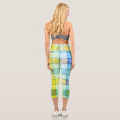 Leggings: Gelb, blau, grün Gingham Capri Leggings (Rückseite)