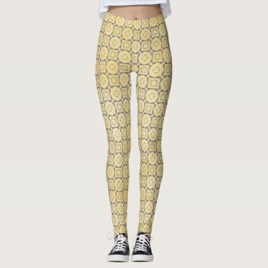 Leggings, gelb und grau geometrisch leggings (Vorderseite)