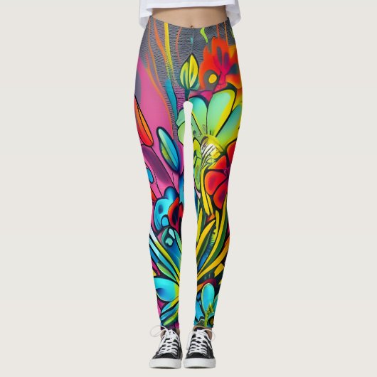 Leggings geometrischer Abstrakter Kunst (Vorderseite)