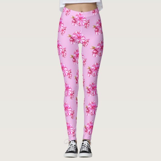 Leggings - Geranium-Streifen in Rosa (Vorderseite)