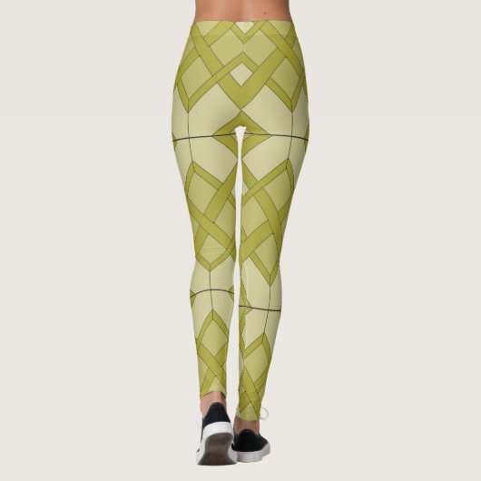 Leggings - Gittermuster in Gelb-Grün (Rückseite)