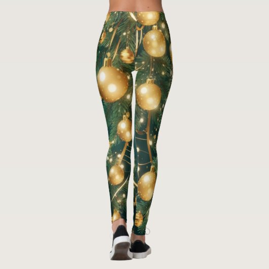 Leggings Green Baubles Goldene Weihnachtsdekoratio (Rückseite)