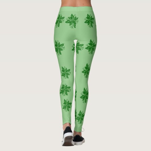 Leggings - Grüne Holly-Branchen (Rückseite)