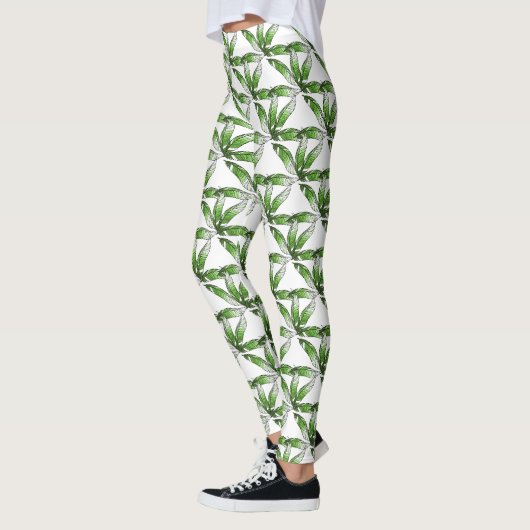 Leggings - Grünes Federdesign (Links)