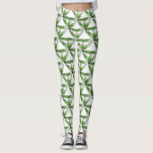 Leggings - Grünes Federdesign (Vorderseite)