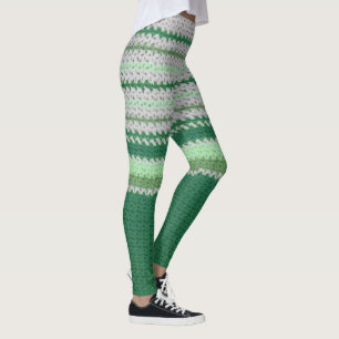Leggings - Häkelarbeit-Streifen im Grün