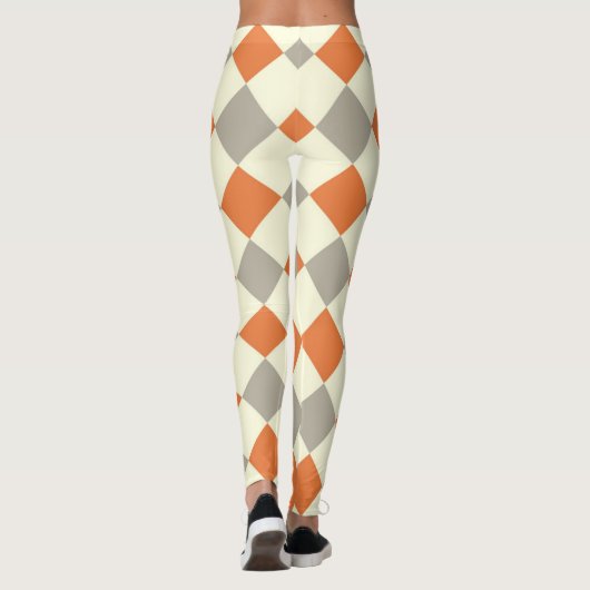 Leggings HARLEQUIN PATTERN ORANGE AND GRAU (Rückseite)