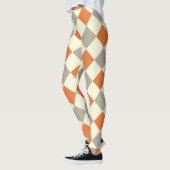 Leggings HARLEQUIN PATTERN ORANGE AND GRAU (Links)