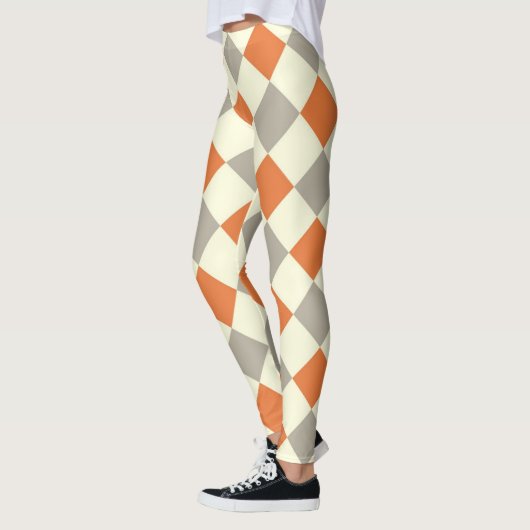 Leggings HARLEQUIN PATTERN ORANGE AND GRAU (Links)