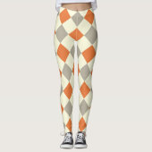 Leggings HARLEQUIN PATTERN ORANGE AND GRAU (Vorderseite)