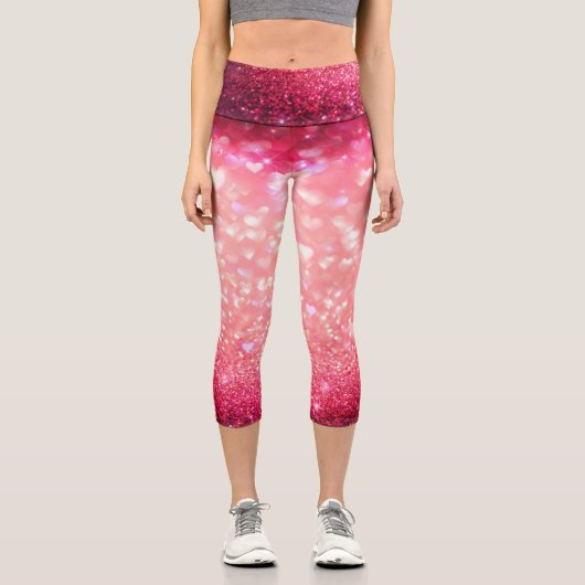 Leggings Hochgebrannte Capris - Sparkle Herzen (Vorderseite)