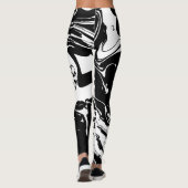 Leggings im Schwarz-Weiß-Marmor-Stil (Rückseite)