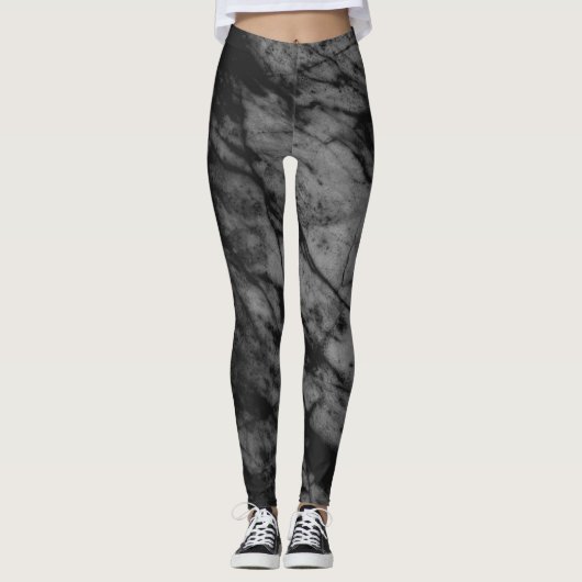 Leggings im schwarzen Marmorstil (Vorderseite)