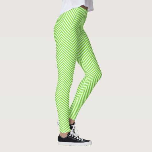 Leggings im Zickzack Herringbone-Stil, grün und we (Rechts)