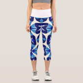 Leggings in Blautönen und Navyblau. (Vorderseite)