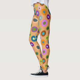Leggings in farbenfrohen Punkten auf orange