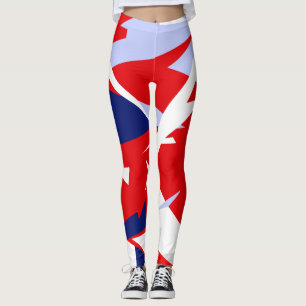 Leggings in Red Blue White Abstrakt Art