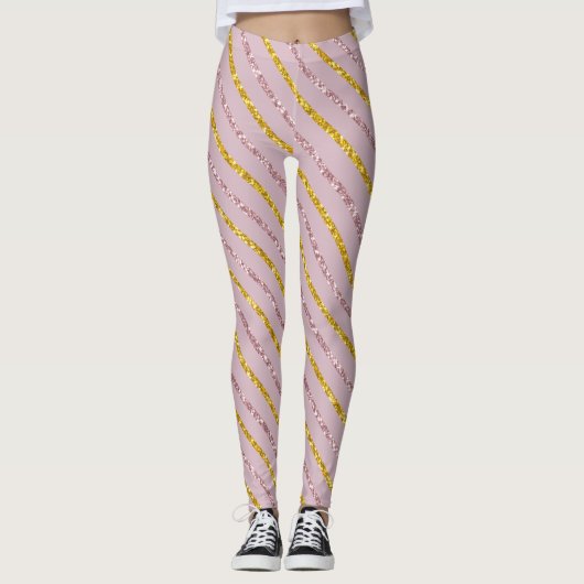 Leggings in Rosa und Gold (Vorderseite)
