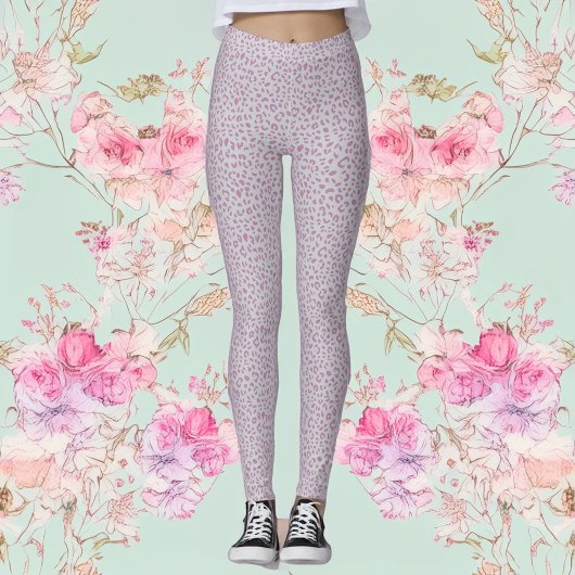 Leggings in Rosa und Grau-Leopard