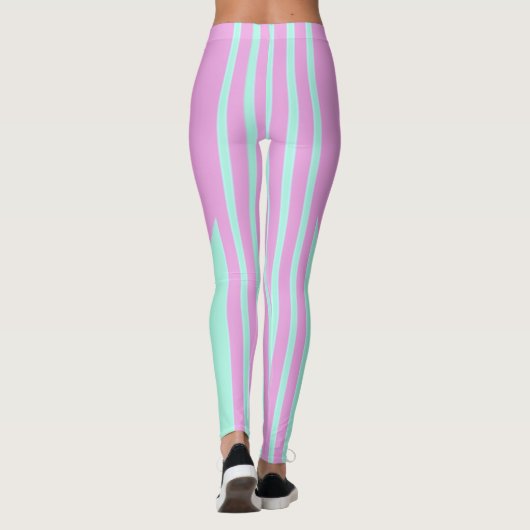 Leggings in Rosa und Grün gestreift (Rückseite)