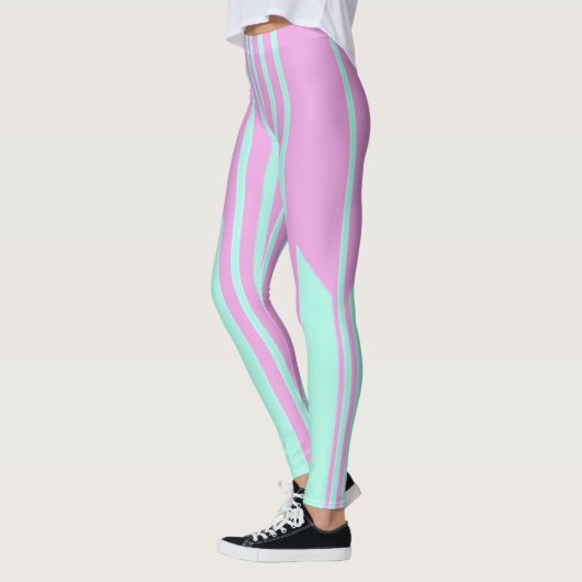 Leggings in Rosa und Grün gestreift (Links)