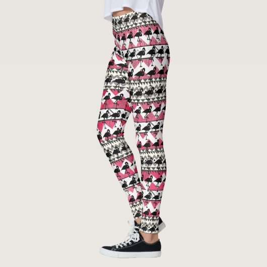 Leggings in rosa und schwarz Flamingo Aztec (Links)