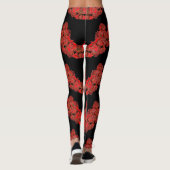 Leggings in Rot und BLack Einmalige Rose (Rückseite)
