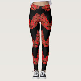 Leggings in Rot und BLack Einmalige Rose