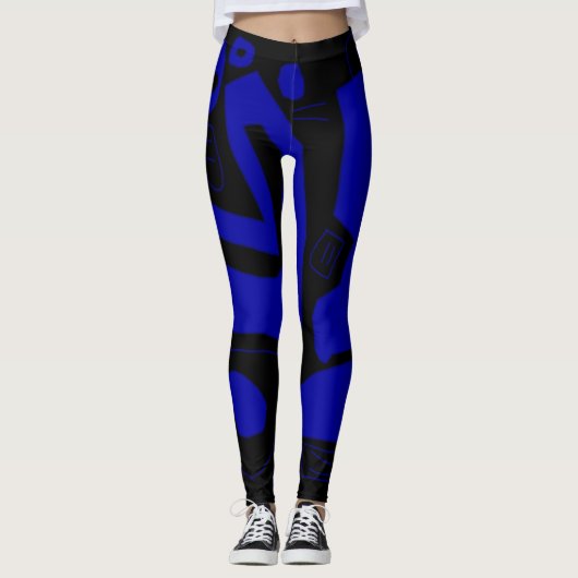 Leggings in Schwarz- und Kobaltblau (Vorderseite)