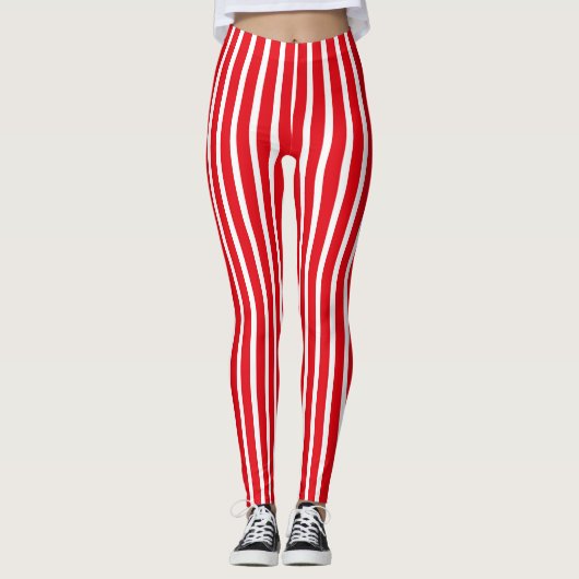 Leggings in vertikalem Rot und Weißabstrich (Vorderseite)