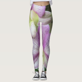 Leggings in weißer und lila Orchidee