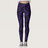 Leggings Jimette Blaue Mauve Design auf Schwarz (Vorderseite)