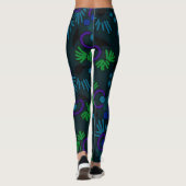 Leggings Jimette Blaues Gründesign auf schwarz (Rückseite)