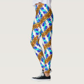 Leggings Jimette Design Blau und braun auf weiß (Links)