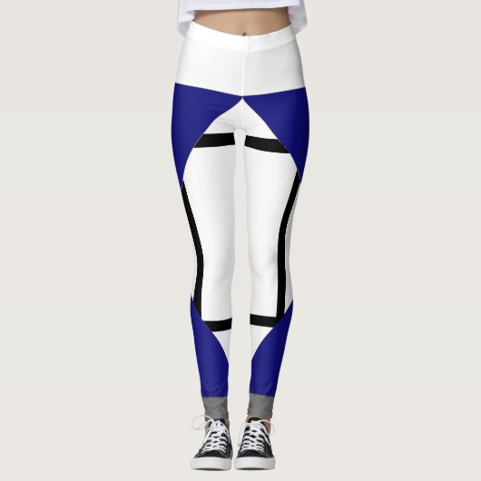 Leggings Komposition I Lozenges mit 4 Linien blau (Vorderseite)