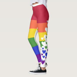 Leggings - LGBTQI-Flagge fliegende Herzen