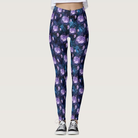 Leggings lila Peony Blume (Vorderseite)
