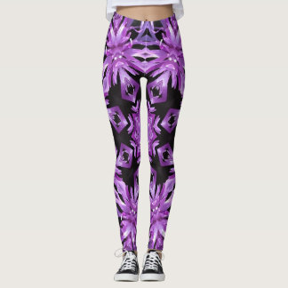 Leggings, Lila und schwarze Kaleidoskop-Blume Leggings
