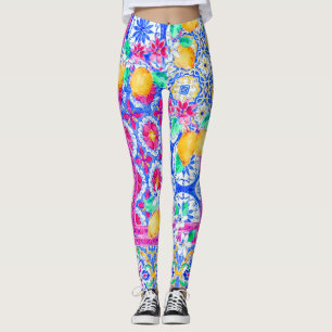 Leggings mediterraner Lemon und Tile Dolce Pattern